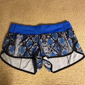 Lululemon Athletica Blue Patterned Athletic Shorts